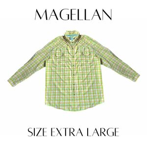 Magellan Mag Wick Fish Gear Long Sleeve Bright Orange and Green Plaid